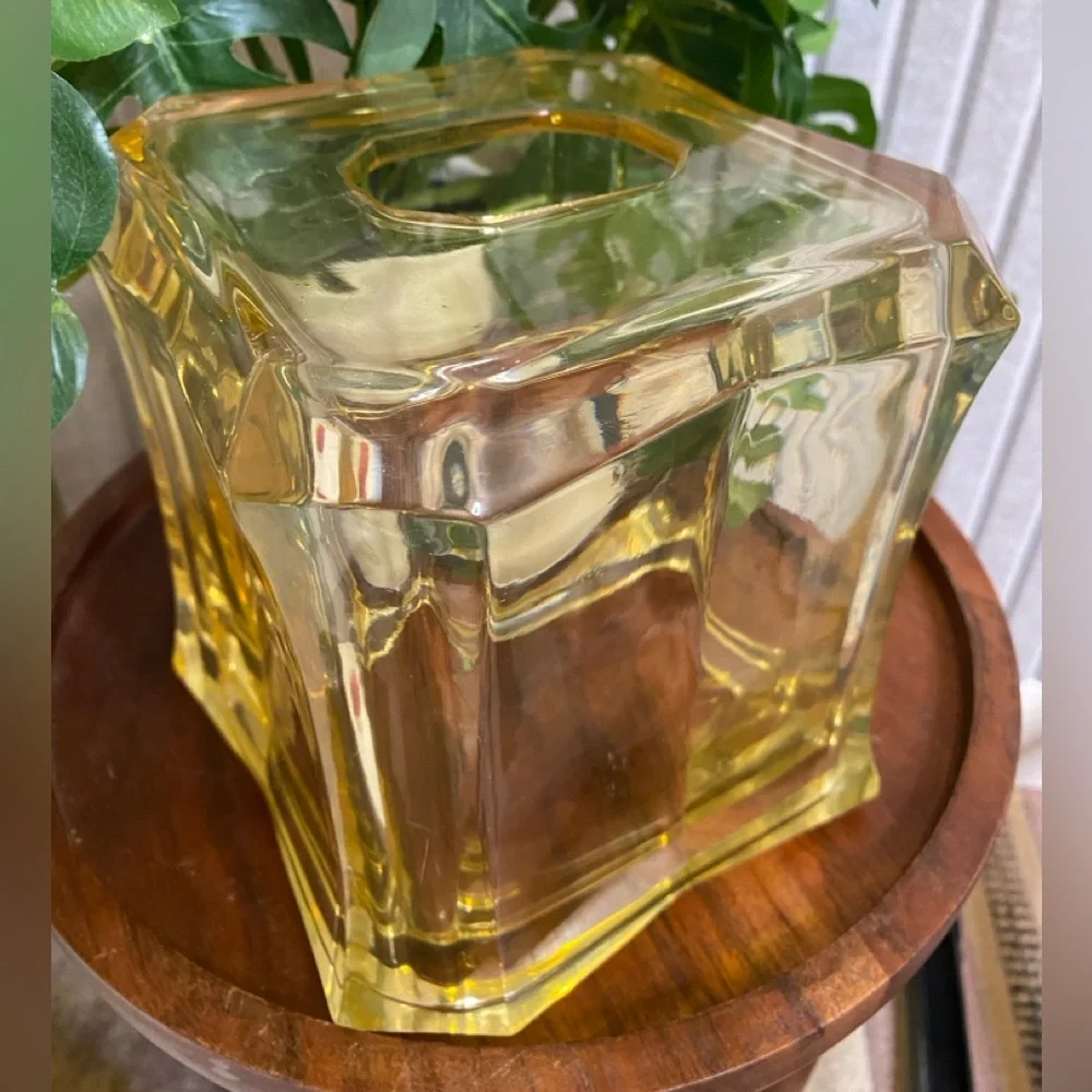 Lucite Modern Yellow Amber Tissue Box Cover Retro